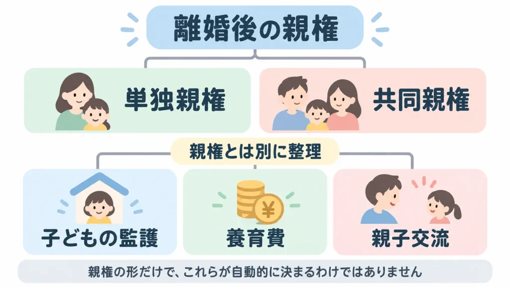 離婚後の親権と監護・養育費・親子交流の関係